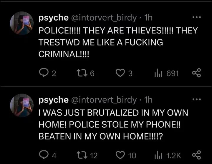Lady seeks help after police arrest her, mum and sister, alleges officers stole her phone