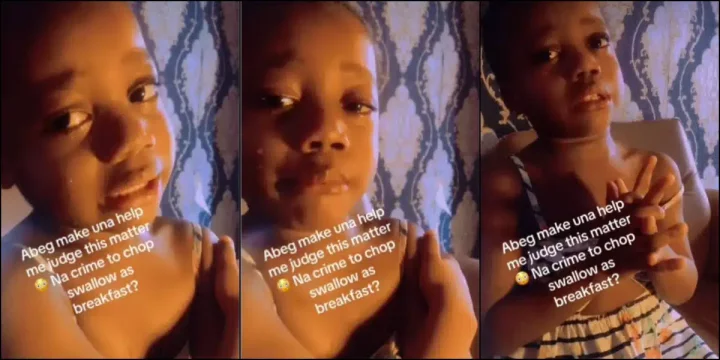 Little girl cries out over daily eba for breakfast, emotional video trends