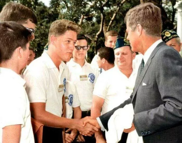 Jfk & Bill Clinton Greeting At The White House, In 1963