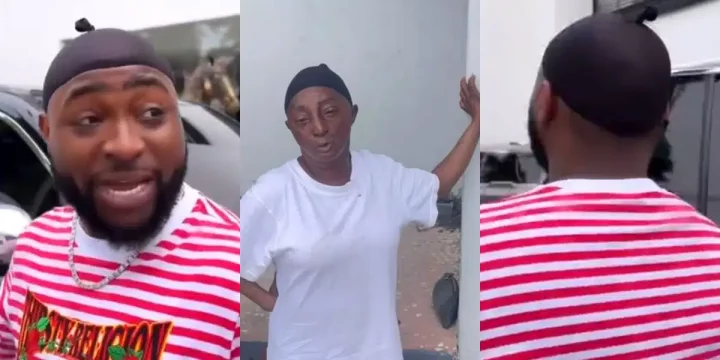 Davido's new wig cap causes buzz, fans compare him to Aunty Ramota