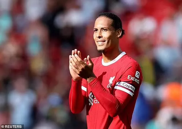 He has established himself as one of the best defenders in Premier League history since joining the Reds from Southampton in 2018 (pictured at Anfield in August)