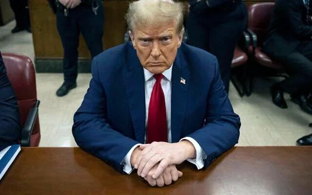 Former president Donald Trump waits for the start of proceedings in Manhattan criminal court, April 23, 2024, in New York. (AP Photo/Yuki Iwamura, Pool, File)