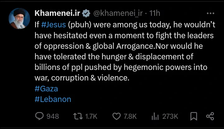 If Jesus Were Among Us Today, He Wouldn't Hesitate a Moment to Fight the Leaders of Oppression- Iran