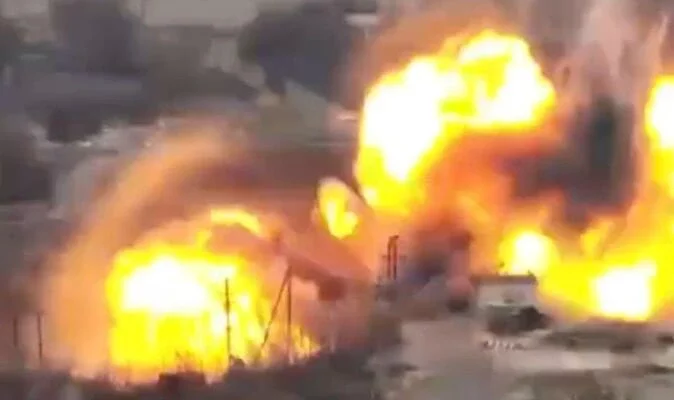 Chilling moment Russian bomb destroys a major dam in Ukraine as fighting rages in Donetsk