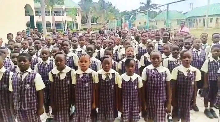 Netizens React To Video Of Primary School Students Singing The New National Anthem