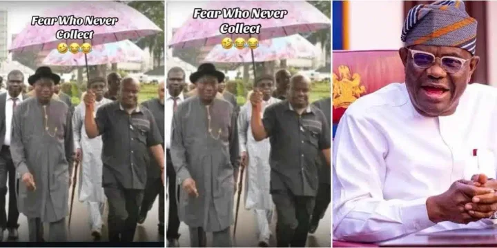 Throwback photo of Wike holding umbrella for Jonathan goes viral Throwback photo of Wike holding umbrella for Jonathan goes viral