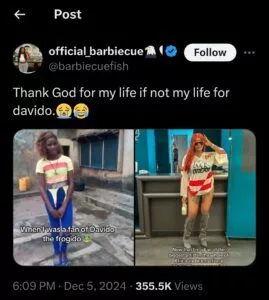 Lady shares throwback photo as a Davido fan, celebrates growth as a Wizkid fan