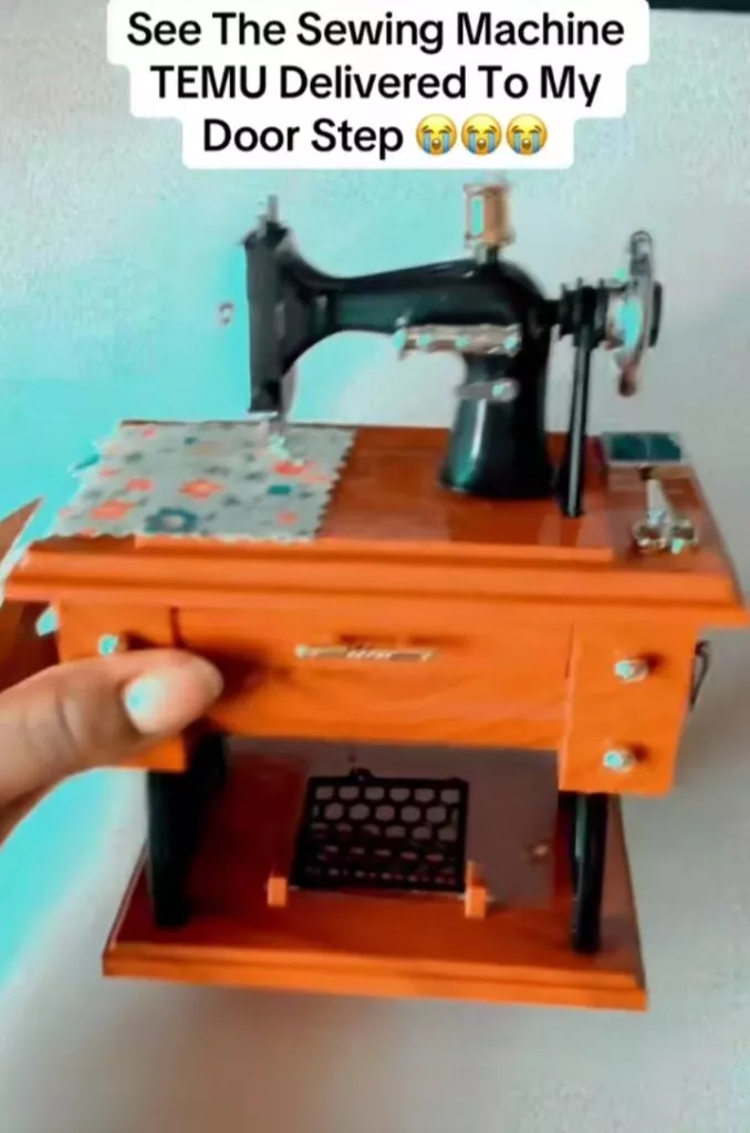 Tailor calls out online store as she shows off sewing machine she received