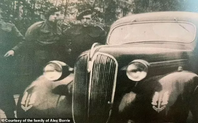 SAS soldiers seen with a commandeered Nazi car, which they had adorned with their regiment's now-famous winged dagger badge