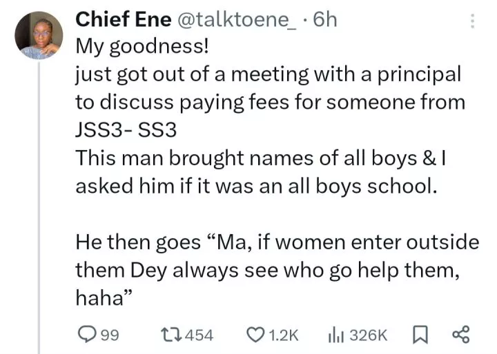 Purported chat between a lady who wanted to sponsor indigent students