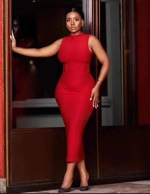 Modest Red Bodycon Midi-Length Gown Styles That Rock