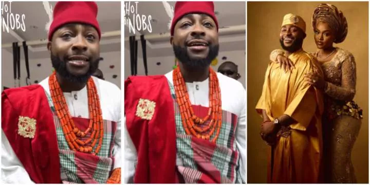 CHIVIDO24: Hilarious moment Davido struggles to speak Igbo at wedding