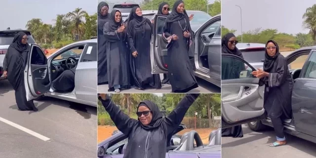 "Regina Daniels dey there too" - Beautiful ladies in hijab participate in car opening challenge, jumps on Nasboi's hit song 'Small money' (Video)