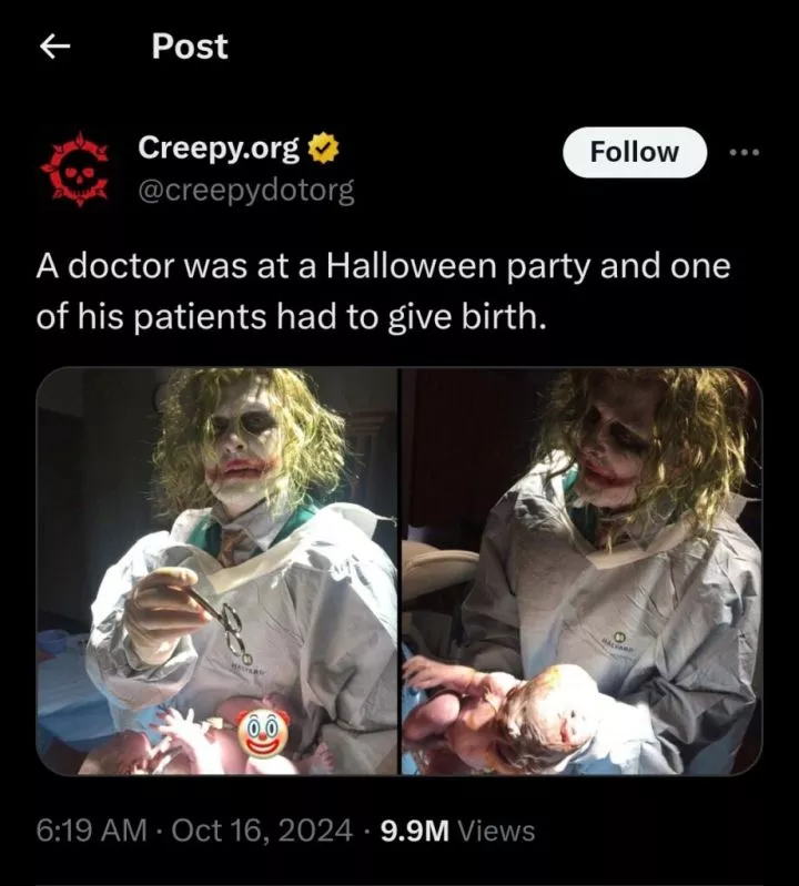 Doctor delivers baby in Halloween costume after emergency call during party