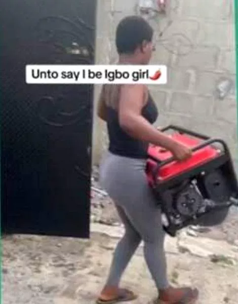 'Valid reason to break up with her' - Men share their two cents after lady effortlessly lifted a huge generator by herself