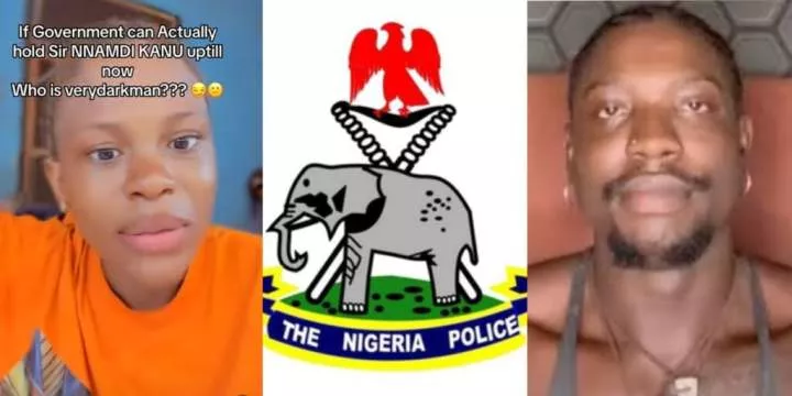 "Who is Verydarkman?" - Controversy erupts as lady compares Verydarkman to Nnamdi Kanu amid arrest by police