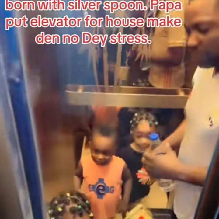 Nigerian man raises kids with silver spoon, installs elevator in his house to ensure they don't experience stress