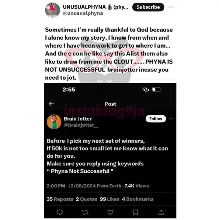 Phyna blasts Twitter influencers for trolling her over Wanni's comment