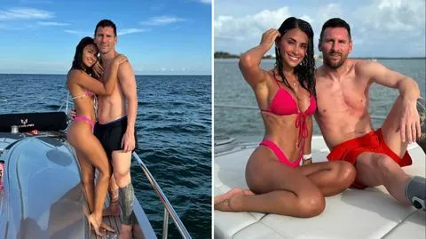 Lionel Messi's 'hot' wife Antonela flaunts well-toned abs as she cosies up to Argentina star in bikini