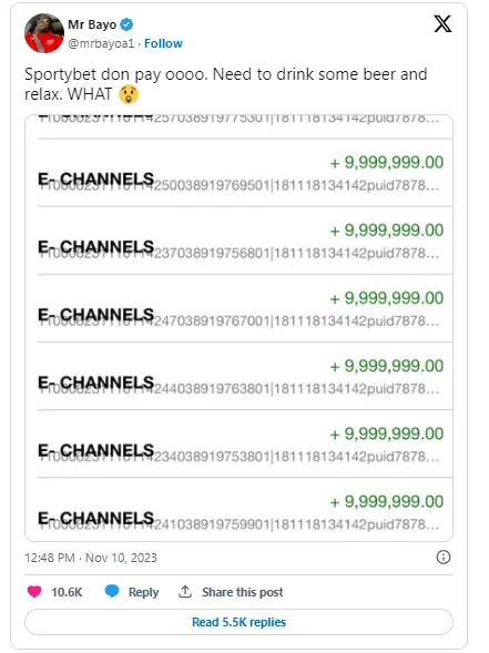 Nigerian Man Wins N102 Million from Sports Betting (Photo)