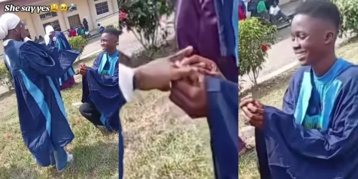 Fresh student proposes to girlfriend during matriculation ceremony, video goes viral