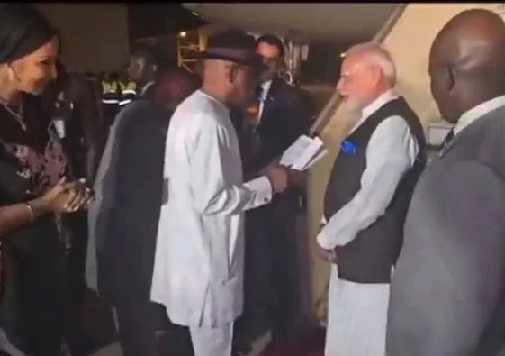 Indian Prime Minister Modi Arrives in Nigeria, Received by FCT Minister Wike