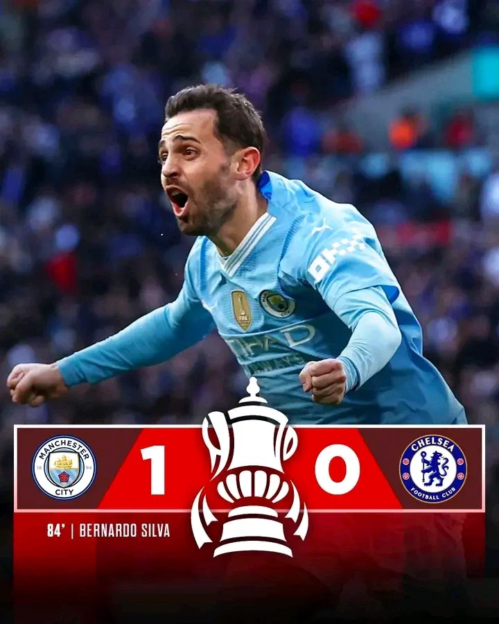 FA Cup FT: Man City 1-0 Chelsea, Silva converts winner at far post