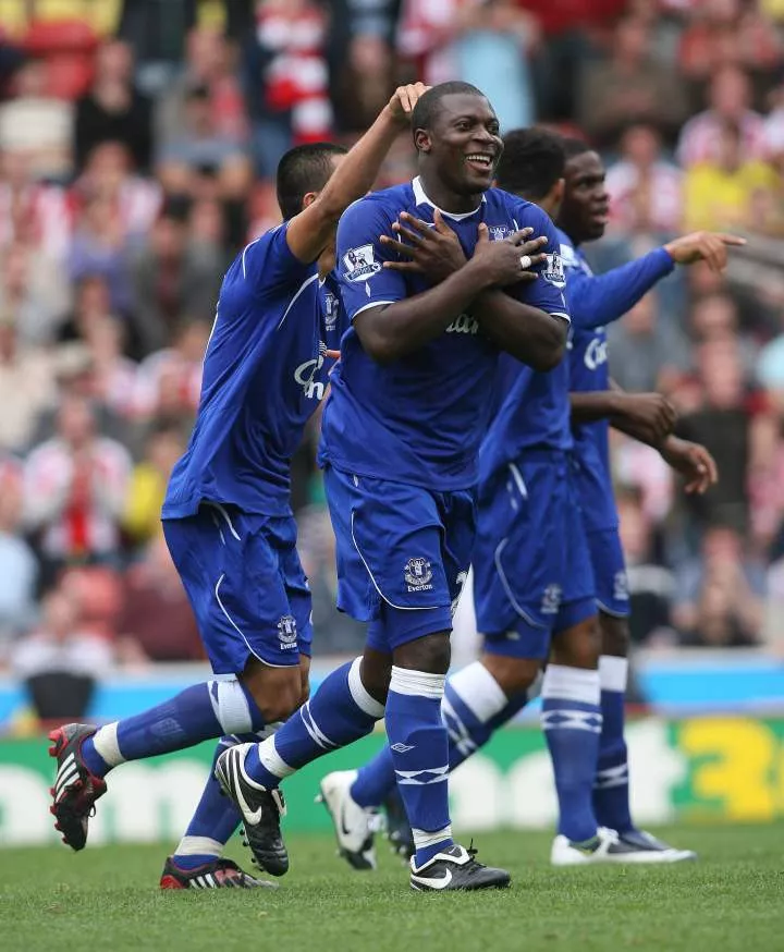 Yakubu Aiyegbeni celebrating a goal for Everton -- Image credit: Imago