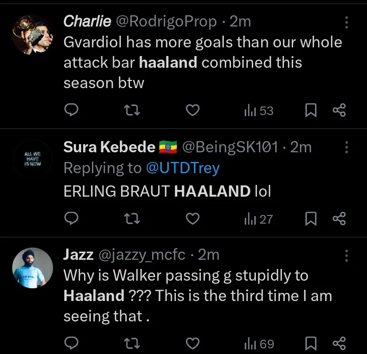 BOU 2-1 MCI: Fans Blast Erling Haaland After Having a Terrible Performance in Today's Match