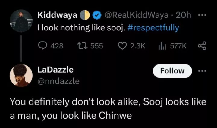 BBNaija: 'You look like Chinwe' - Viewer sparks laughter, compare Kiddwaya to a Season 9 housemate