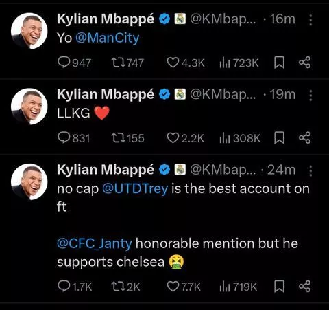 Kylian Mbappe's account suffered a likely cyber attack -- Image credit: X screenshot