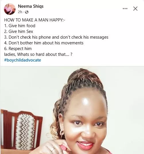 Married woman shares tips on 'how to make a man happy'