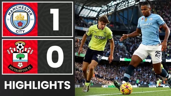 Manchester City 1 - 0 Southampton (Oct-26-2024) Premier League Highlights