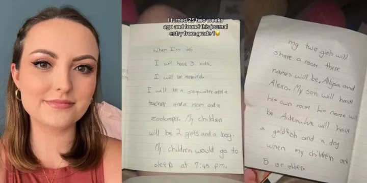 Woman discovers childhood journal where she predicted marriage, 3 kids, and a songwriting career by 25