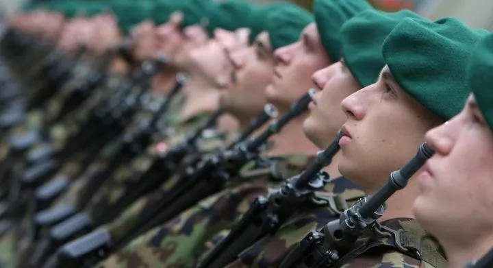 Members of the Swiss federal army's honor guard in October 2012.