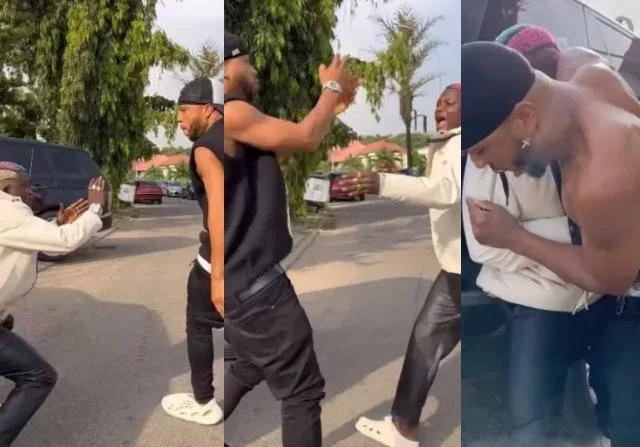 "Zazoo stop running" - Video trends as Charles Okocha and Portable clash on the road, flaunt boxing skills