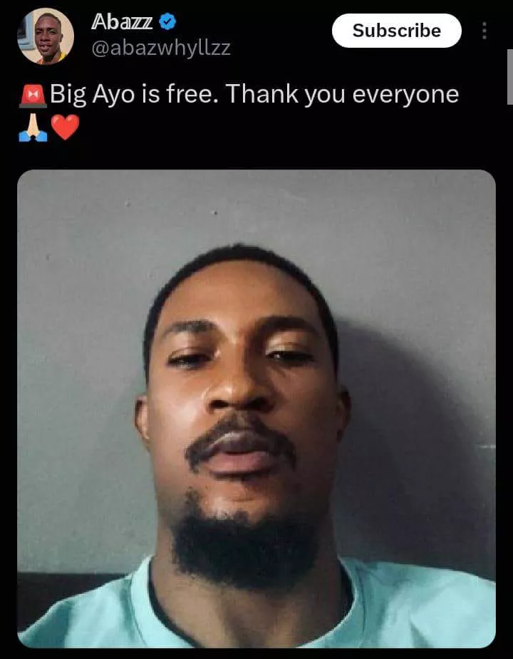 Twitter influencer, Ayo arrested by Toyin Abraham, released from police custody