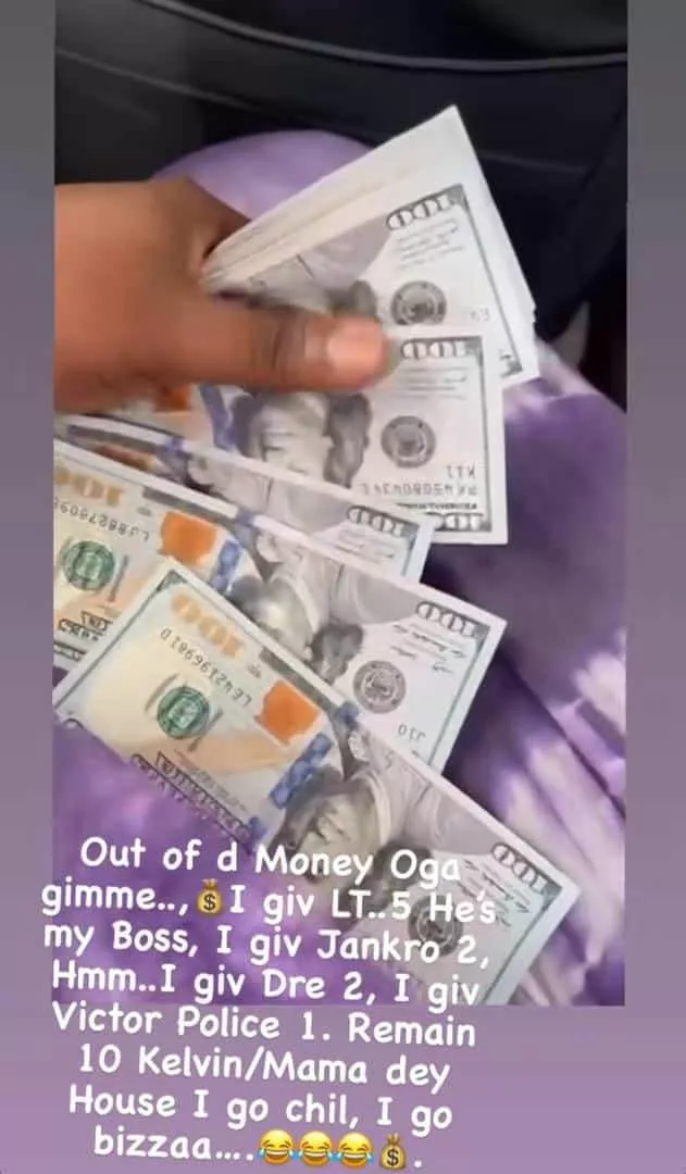 'Why won't Isreal prostrate for OBO' - Speculations as Davido's bodyguard flaunts stash of dollars received from his boss