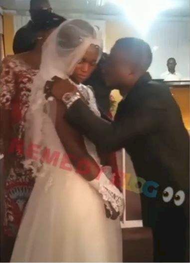 "Forced marriage" - Reactions as bride refuses to kiss groom after exchange of marital vows (Video)