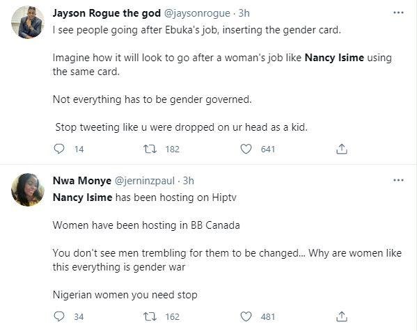 “Let Nancy Isime co-host the BBN with Ebuka” – Nigerians fires at BBNaija organizers, accuses them of portraying gender inequality