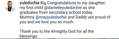 Actor Yul Edochie celebrates his daughter as she graduates from secondary school