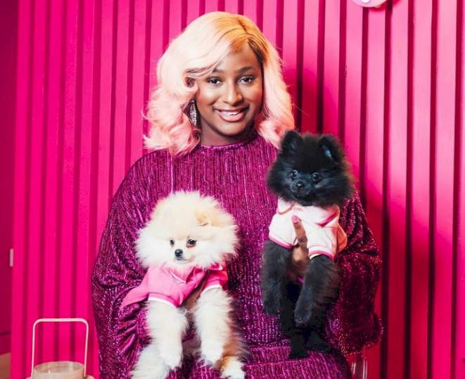 Video of billionaire daughter, DJ Cuppy tongue kissing her dog surfaces