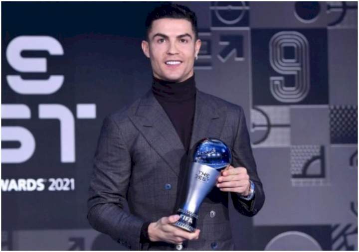 Cristiano Ronaldo reacts to winning FIFA Special Best Award