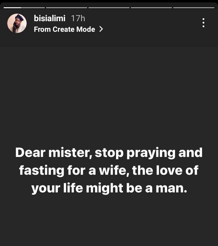 'The love of your life might be a man' - Bisi Alimi advises men praying for a wife