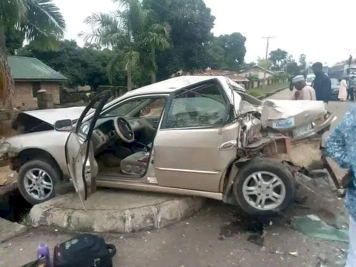 'What God cannot do does not exist' - Reactions as family of 5 walks away uninjured after a trailer crushed their car in Jos (Photos)