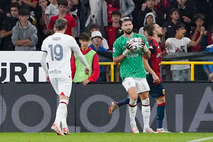 Olivier Giroud plays as goalkeeper for AC Milan and pulls off stunning save after replacing Mike Maignan against Genoa