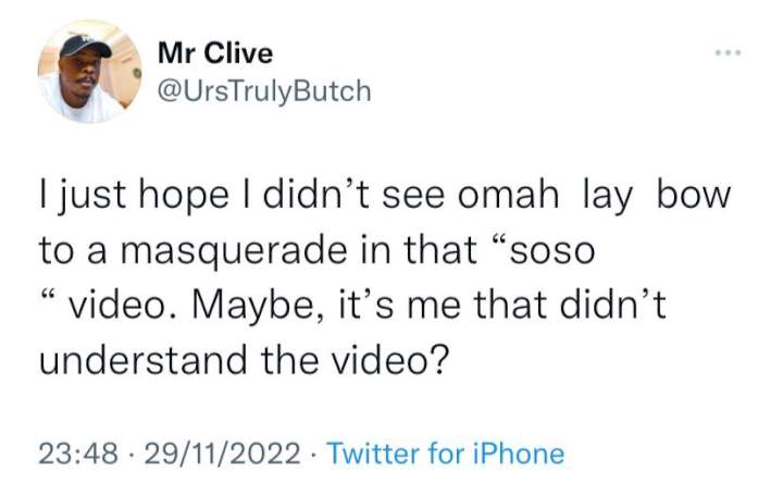 'It's deeper than we understand' - Mixed reactions as singer Omah Lay bows to a masquerade in new music video (watch)
