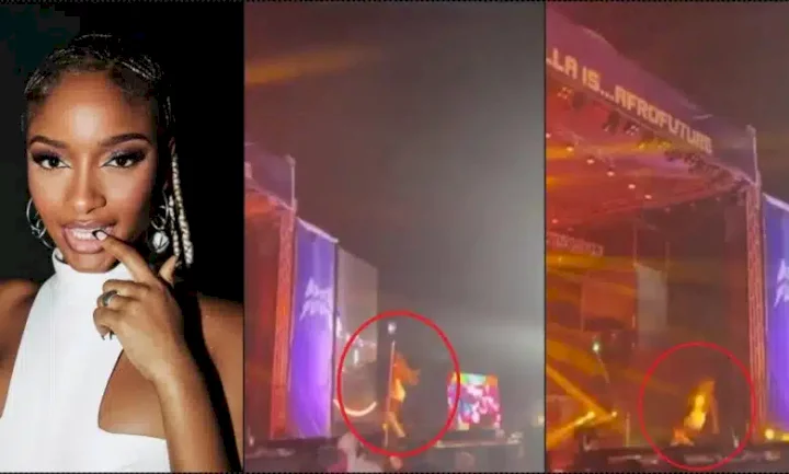 Moment Ayra Starr falls while performing in Ghana, she reacts (Video)