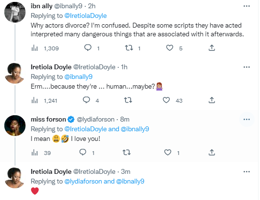 Veteran actress Ireti Doyle confirms separation from Patrick Doyle, explains why she still bears Doyle despite the divorce