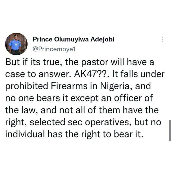 The pastor will have a case to answer - Police reacts to trending video of Abuja pastor carrying an AK-47 while preaching in church